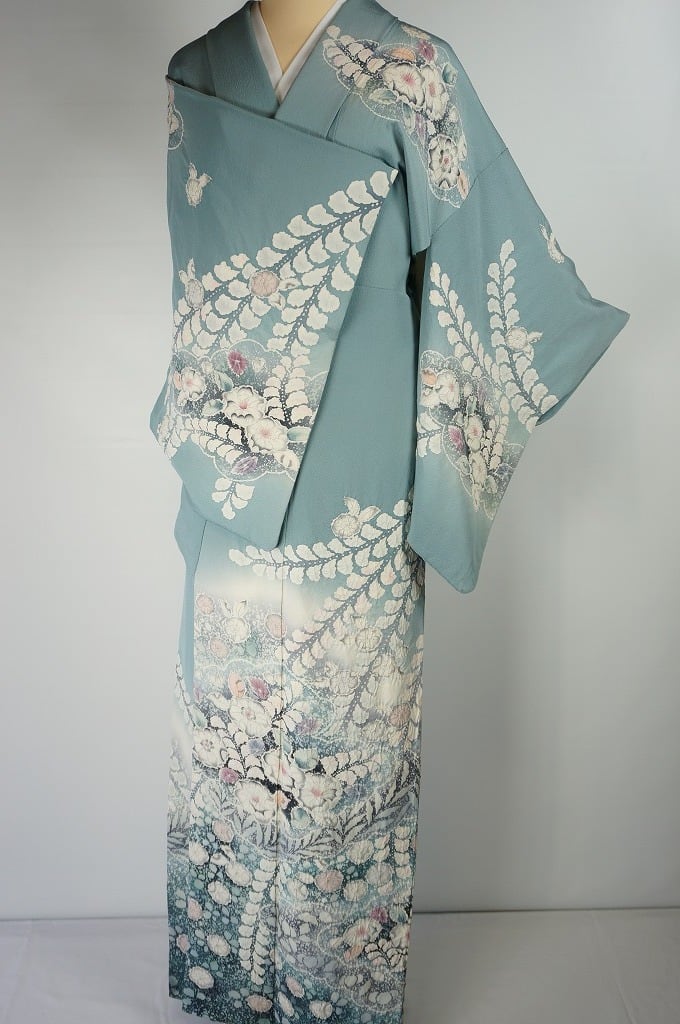 翠山工房 辻が花 絞り 訪問着 蝋叩き染め 正絹 浅縹 水色 513 | kimono Re:和 [online store] キモノリワ 着物 帯