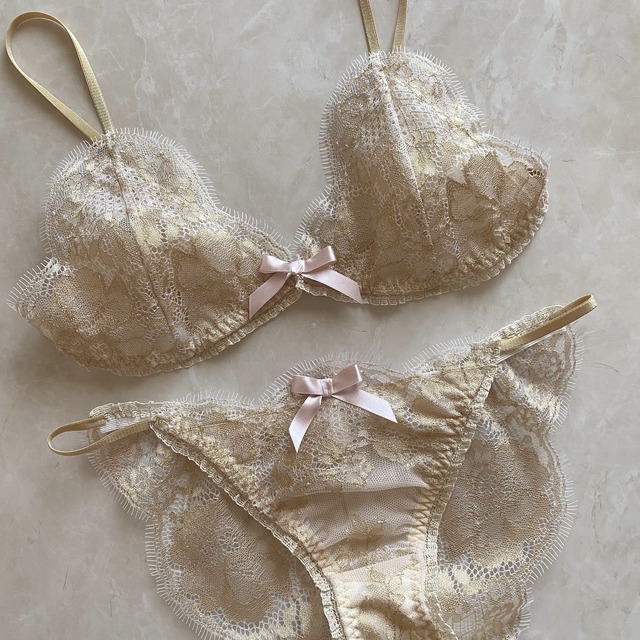 gold lace lingerie set