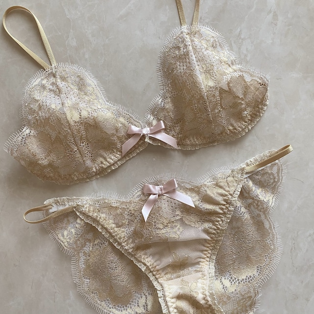 gold lace lingerie set