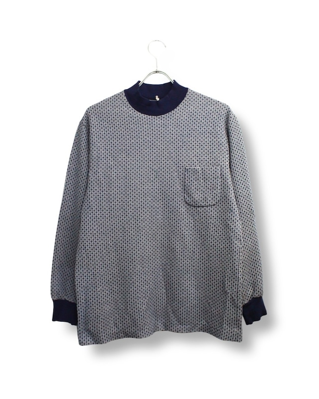 Jacquard mock neck L/S tee