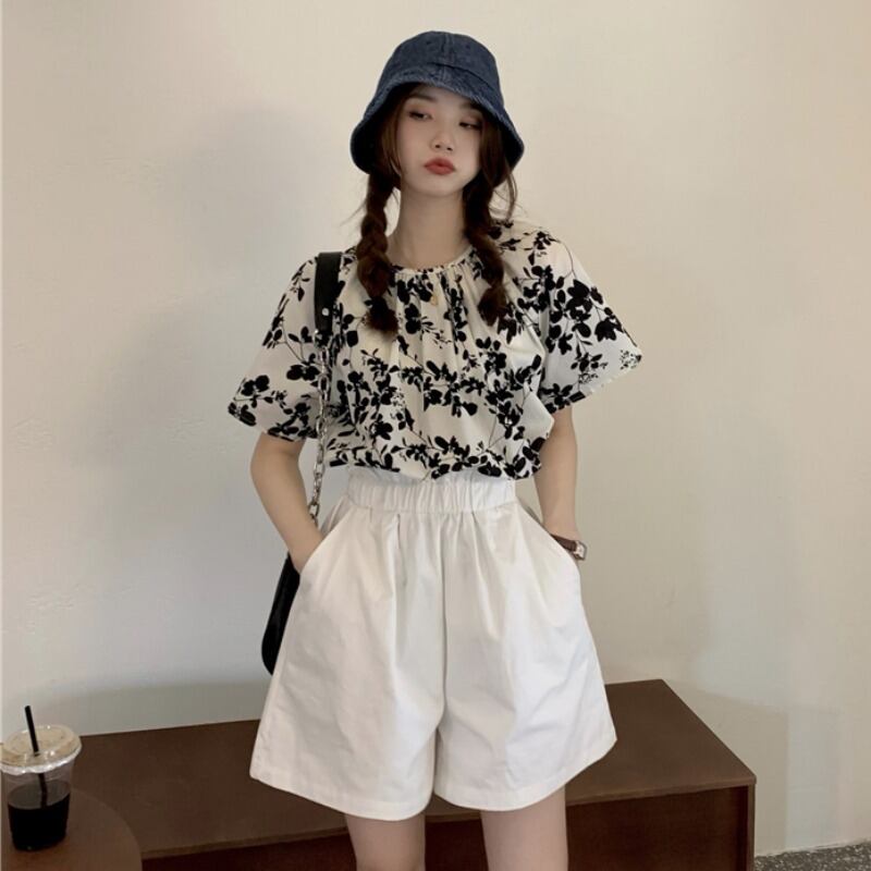 サマースタンダードスタイルルーズプリントシャツ トップス レトロ 夏物 YY-ファッション22774660379