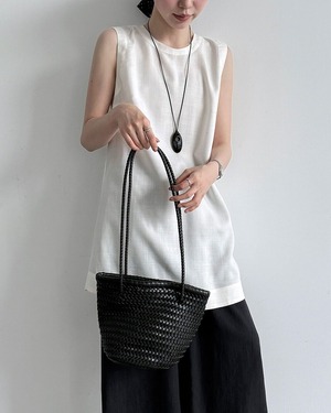 バックボタンラウンドネックロングシャツ 2color A1039