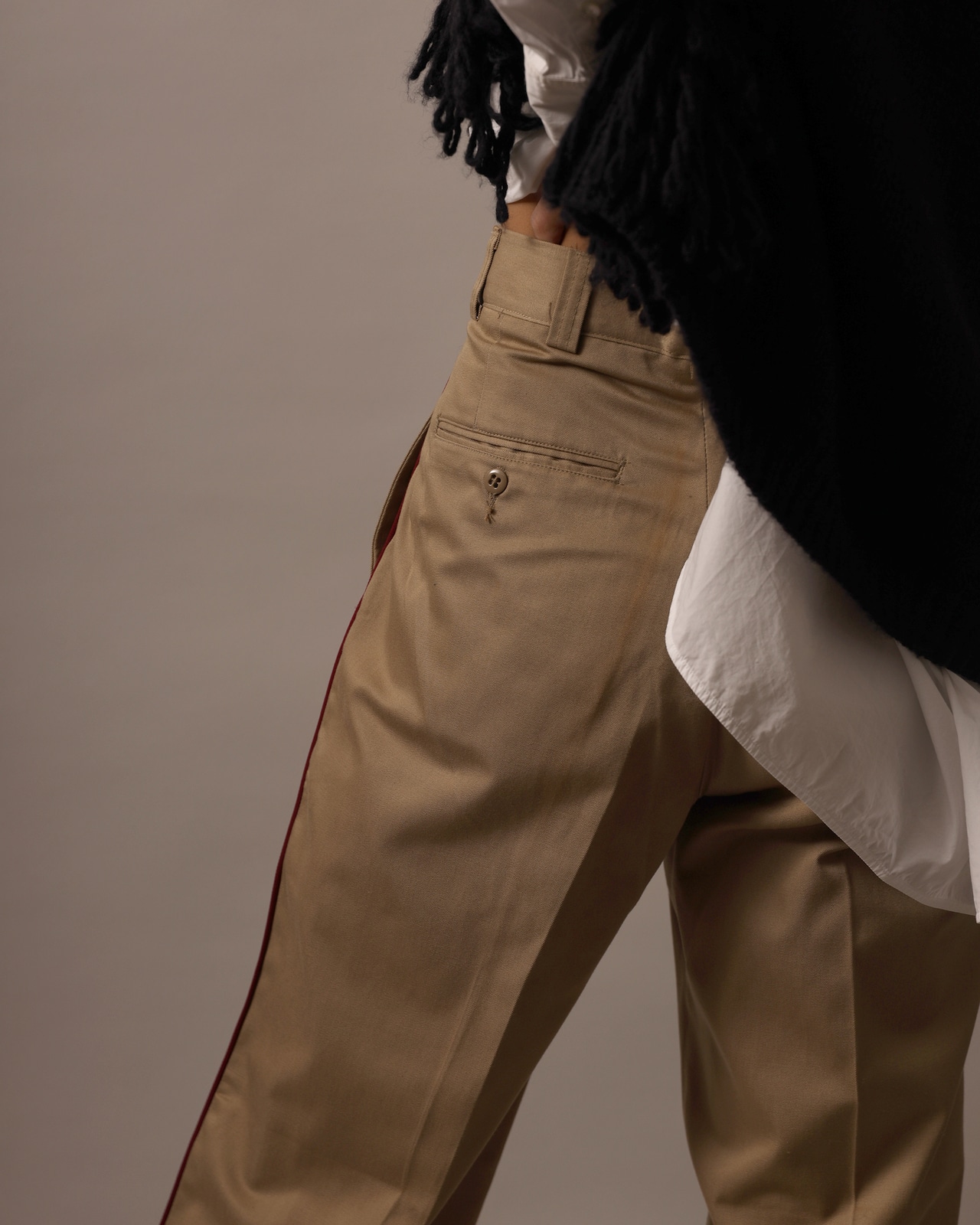 WV Upcycle / Military Line Chinos - Burgundy