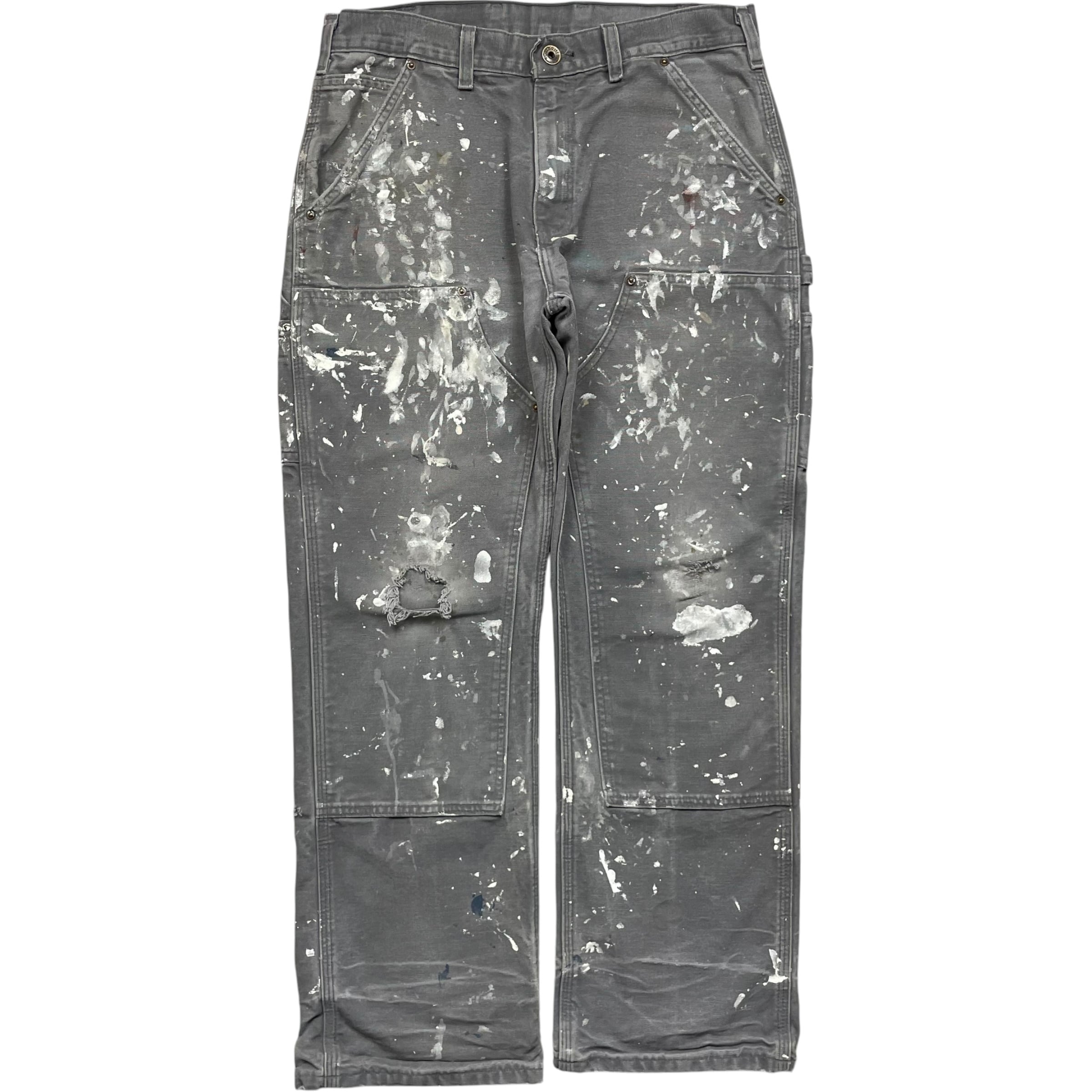 《実寸 W32 L29》 Carhartt カーハート ペインターパンツ ワークパンツ 希少 ユーロ規格 グレー ペイント フェード ダメージ no.10340