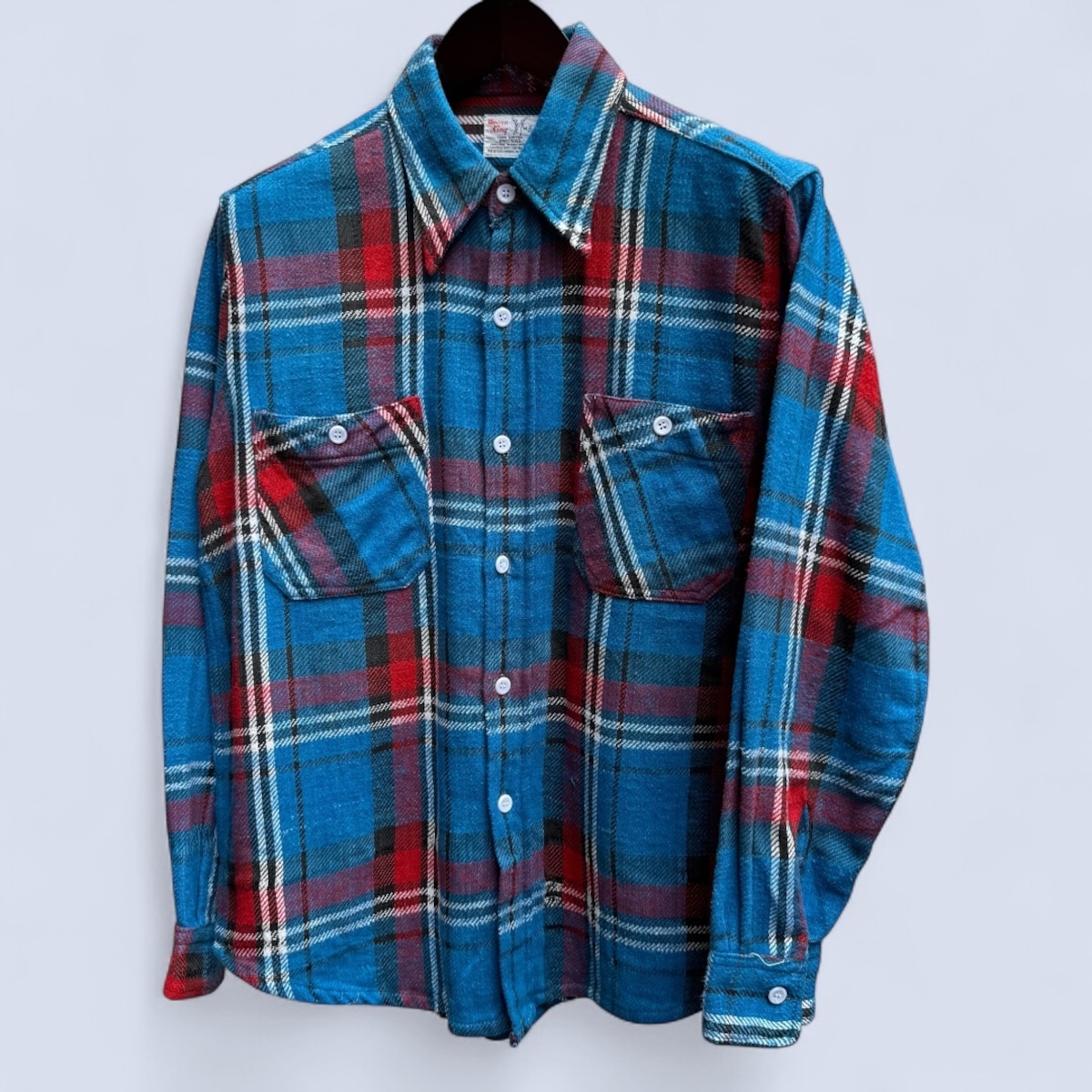 90'S Field & Stream Long-Sleeve Heavy Flannel Check Shirt, Men's Size L (Equivalent), Regular Collar, Vintage cotton Khaki type Vintage Second Hand