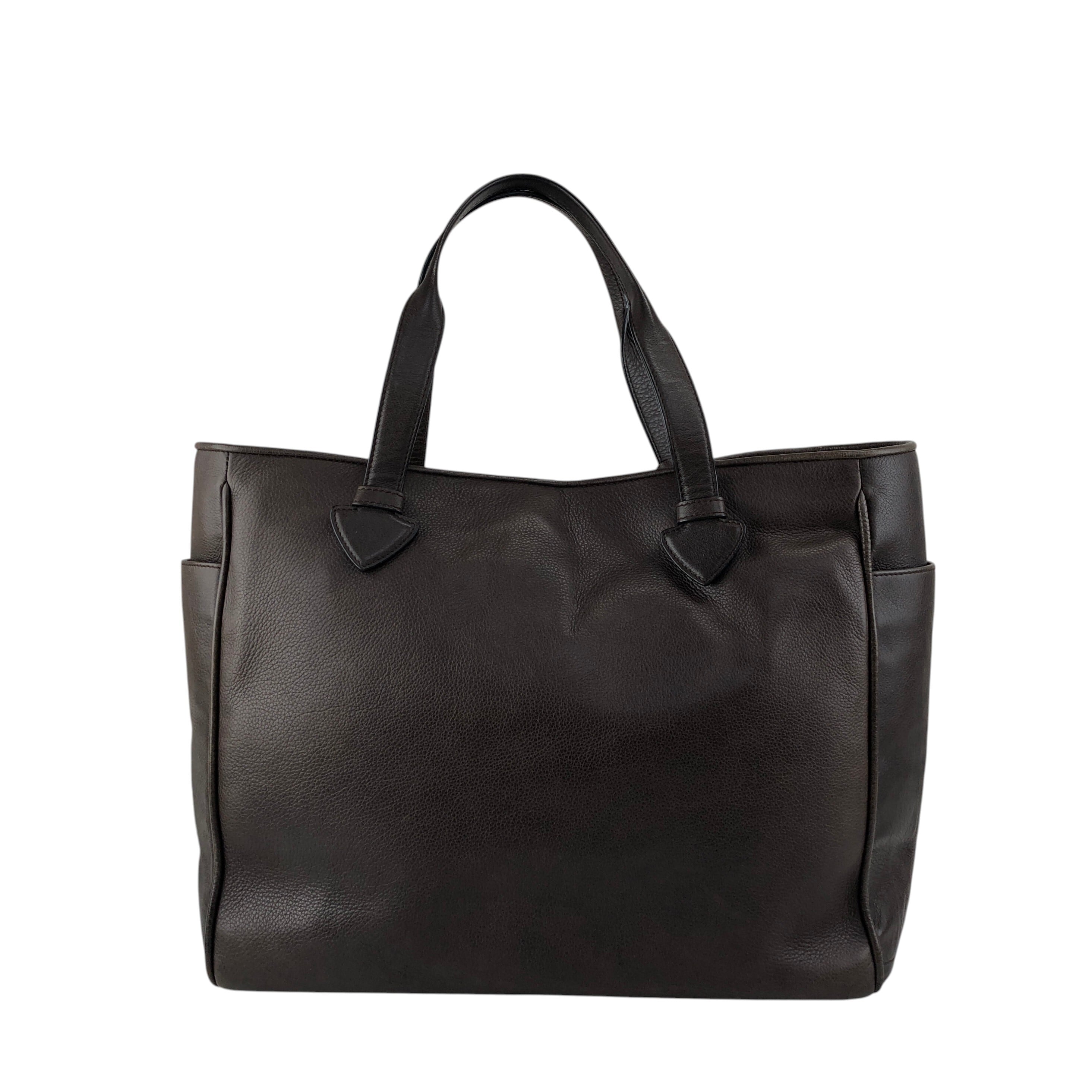 LOEWE ロエベ ハンドバッグ ブラウン ヘリテージ 型押しロゴ レザー