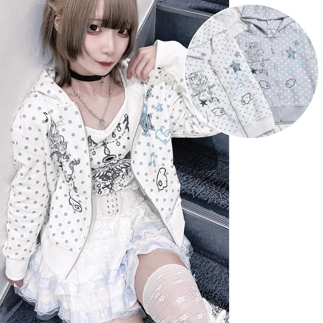【9/8新着】GIRLドット柄ZIPパーカー