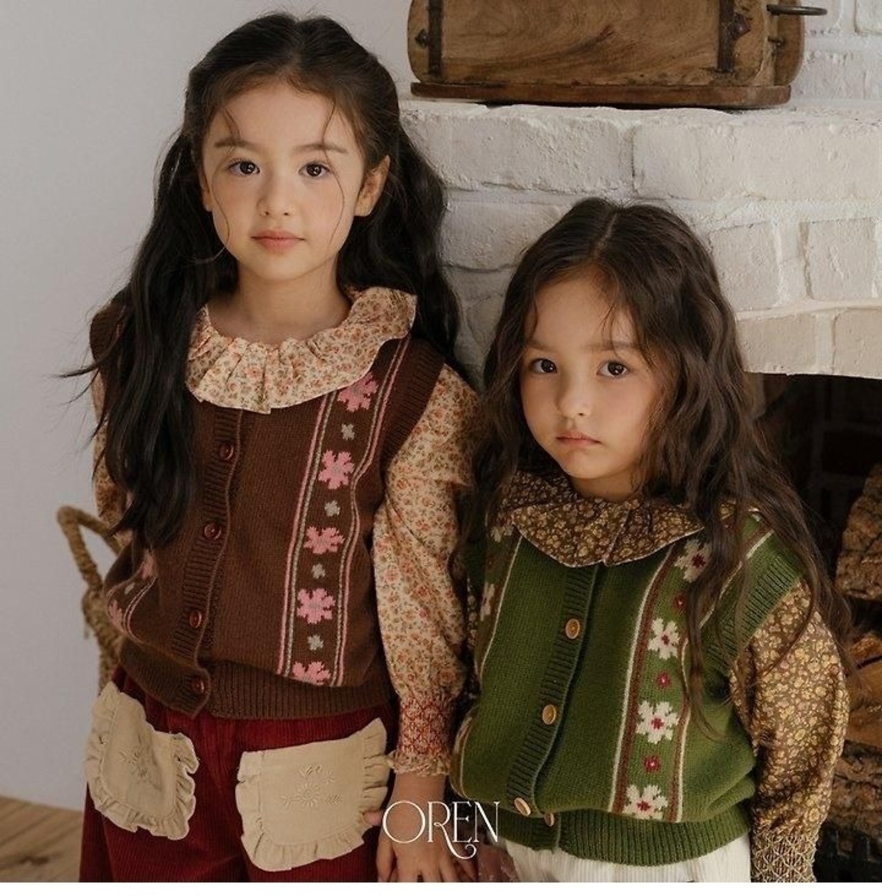 〖取寄〗韓国子供服 / 26winter / oren / ヴェルトフルールニットベスト / キッズ *S~XL*