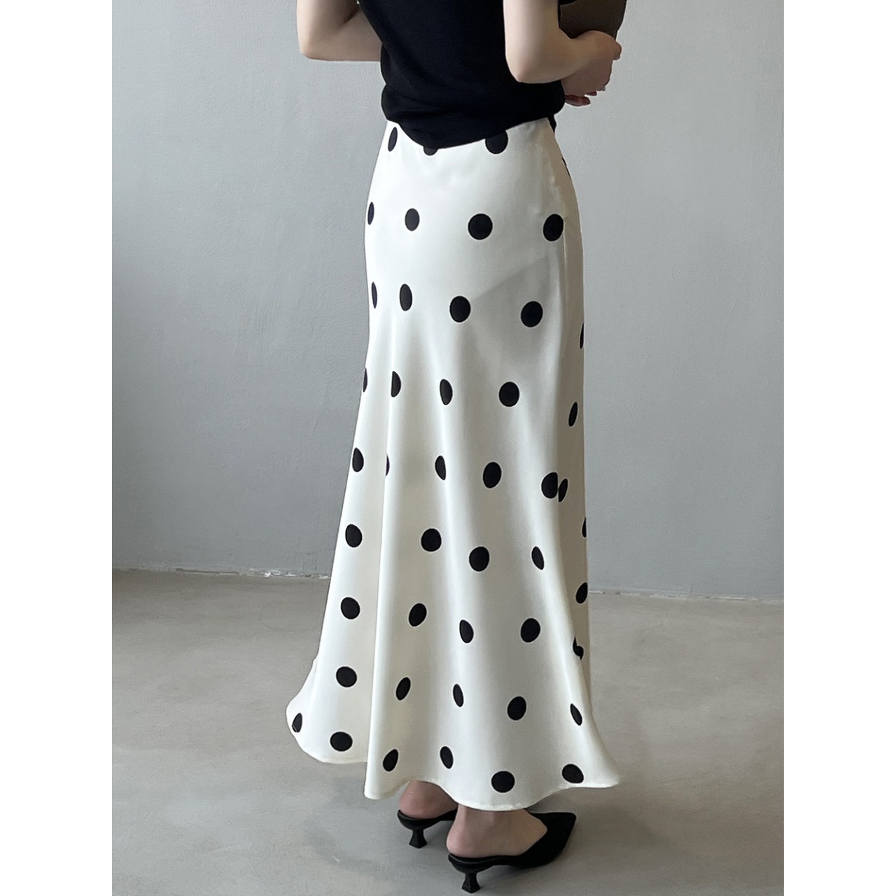 サテン ドット フレアスカート 10080