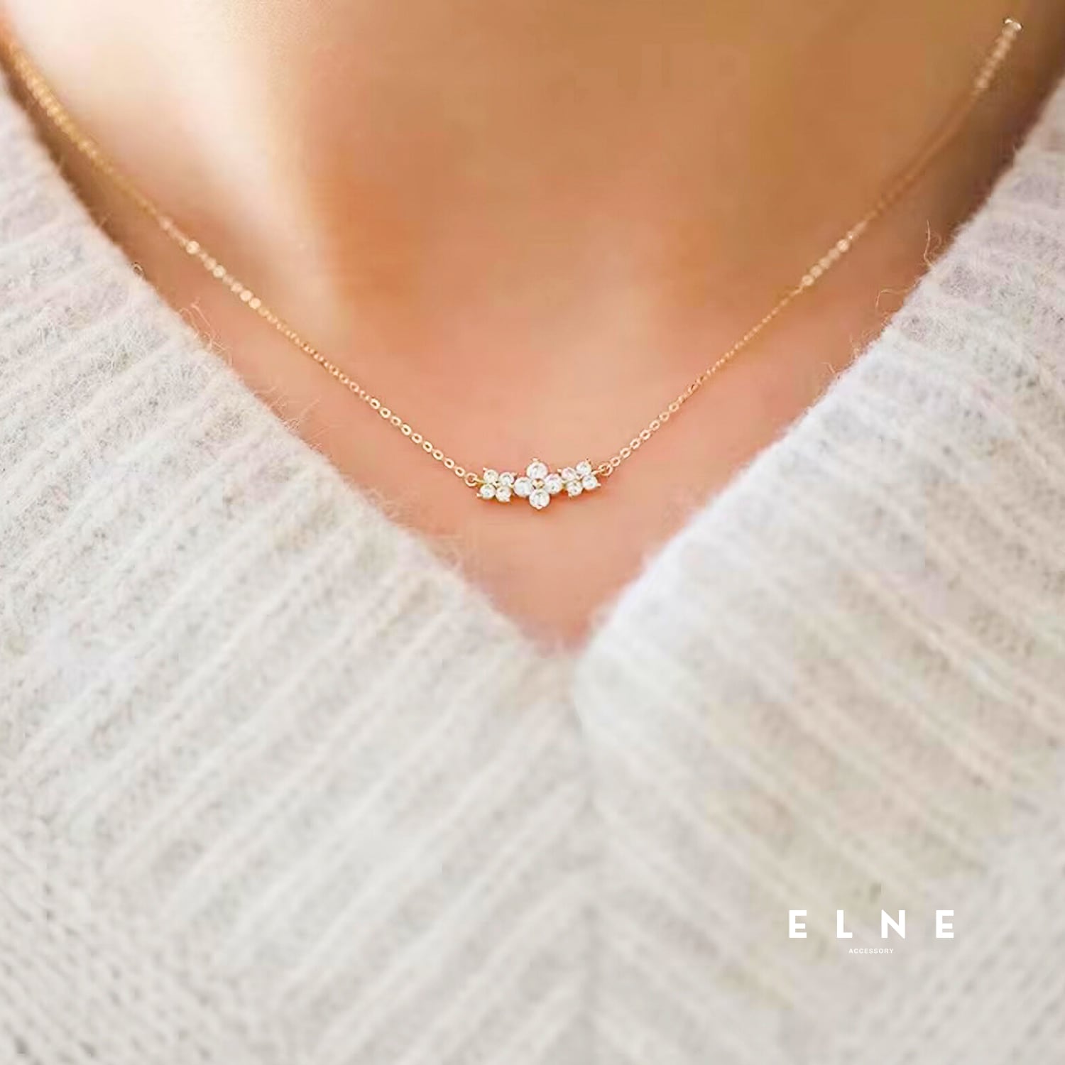 【数量限定アイテム】フラワージルコニアエレガントネックレス