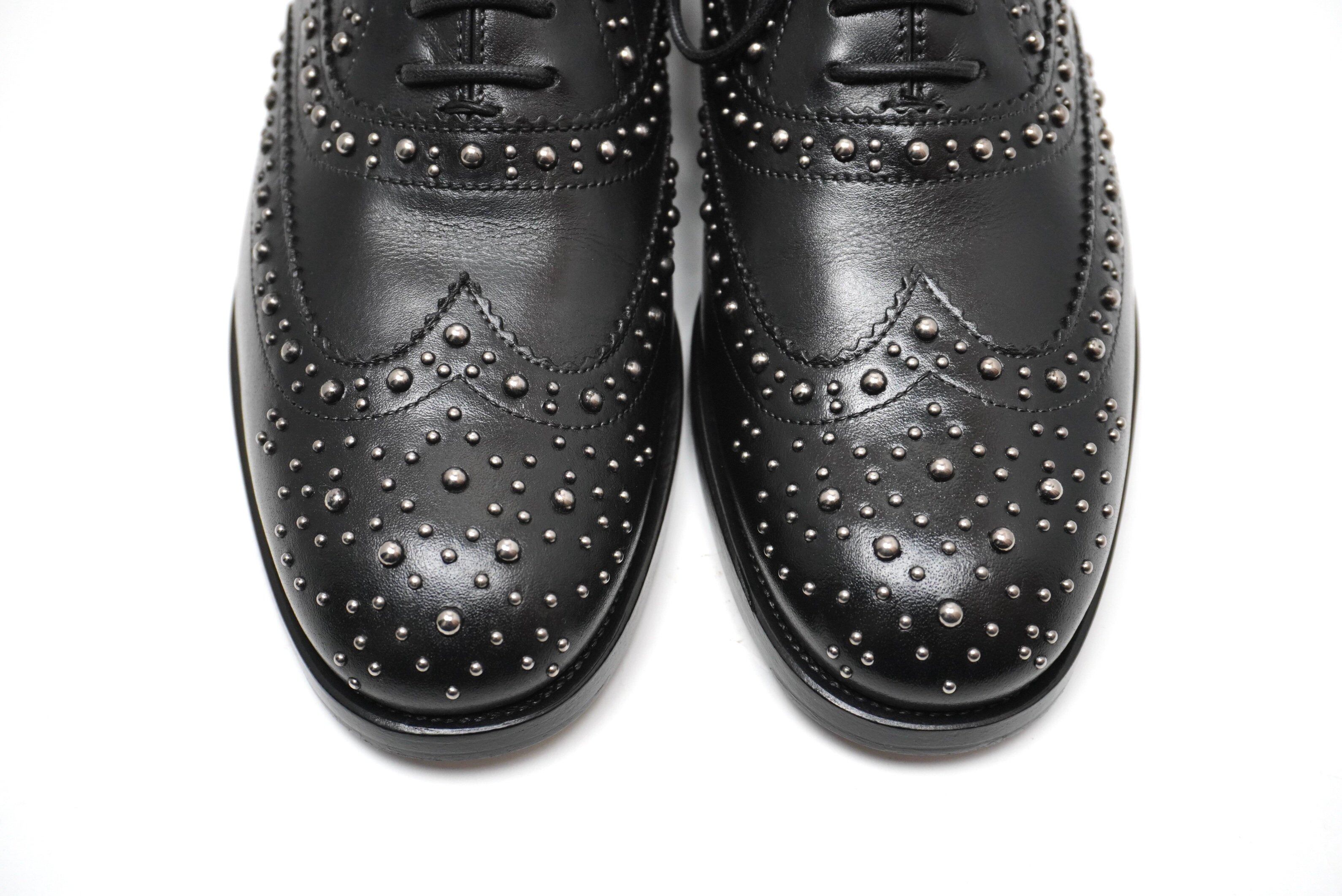 ★極美品★Church's BURWOOD MET スタッズ・フルブローグ CHURCH'S】Burwood Met Studs F-Brogue BLK Size 36 1/2 (Second Hand