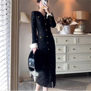 【送料無料】 ロングドレス パーティドレス ペンシルスカート ひざ丈 ミモレ 長袖 Vネック Iライン ラメ グリッター エレガント 可愛い 大人可愛い きれいめ シンプル カジュアル シック コンサバ 華やか 大人 上品 おしゃれ お洒落 こなれ感 高見え 高級感 無地 秋 冬 20代 30代 40代 レディース 女性用 ママ お出かけ 女子会 お呼ばれ 休日 お茶会 入学式 入園式 結婚式 二次会 パーティ 演奏会 着回し 普段使い ファッション コーデ スタイル 楽ちん 体型カバー プチプラ 着痩せ