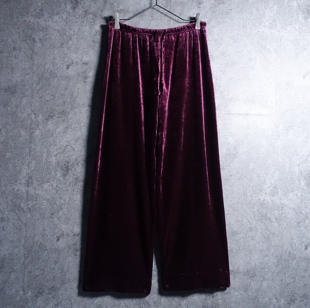 90s “LAURATYLER” Wine Red Velor Wide Easy Slacks