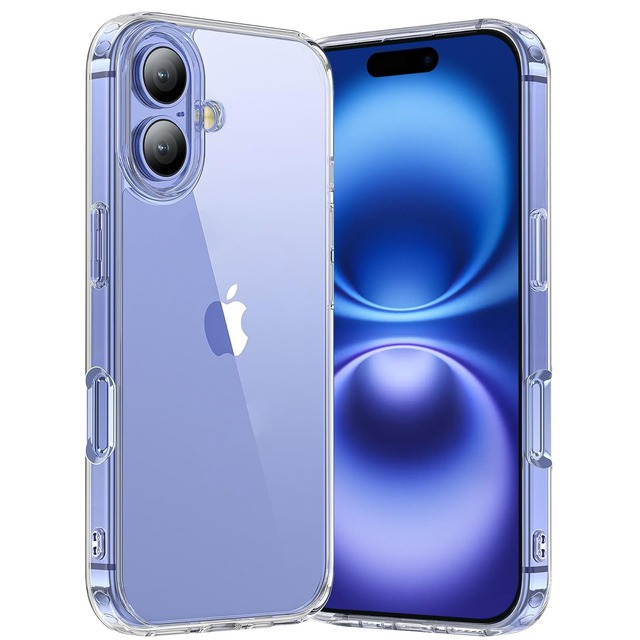 [TEELOFU]For iPhone16 ケース クリア カバー 透明 MIL規格 耐衝撃 『黄変防止 ワイヤレス充電対応』スレ傷防止 滑り止め 軽い ストラップホール付 レンズ保護『PC背面 + TPUバンパー 傷に強い背面』一体フィット感 iPhone16ケース