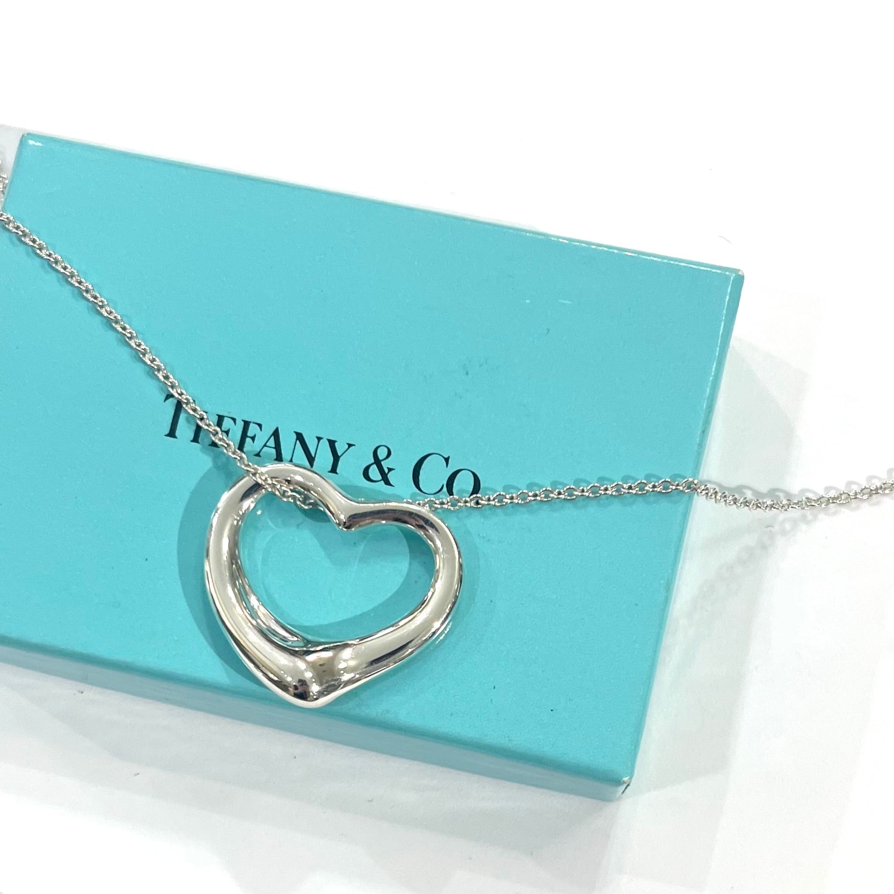 美品　ティファニー　ペレッティ　オープンハート型ネックレス　シルバー925 ロゴ 限定価格【TIFFANY&CO.】2728 ティファニーエルサ・ペレッティ