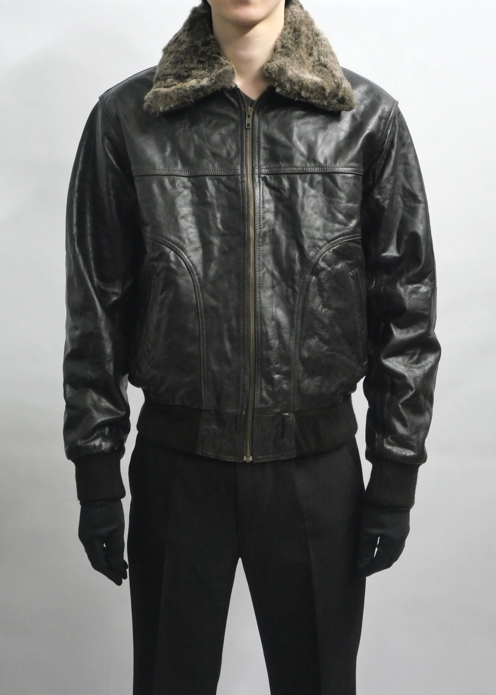 A-2 boa collar leather jacket