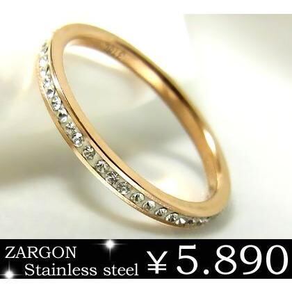 【年始セール】リング ダイヤモンドCZ フルエタニティ ピンクゴールド ステンレス ザルゴン grs8188ro-cz