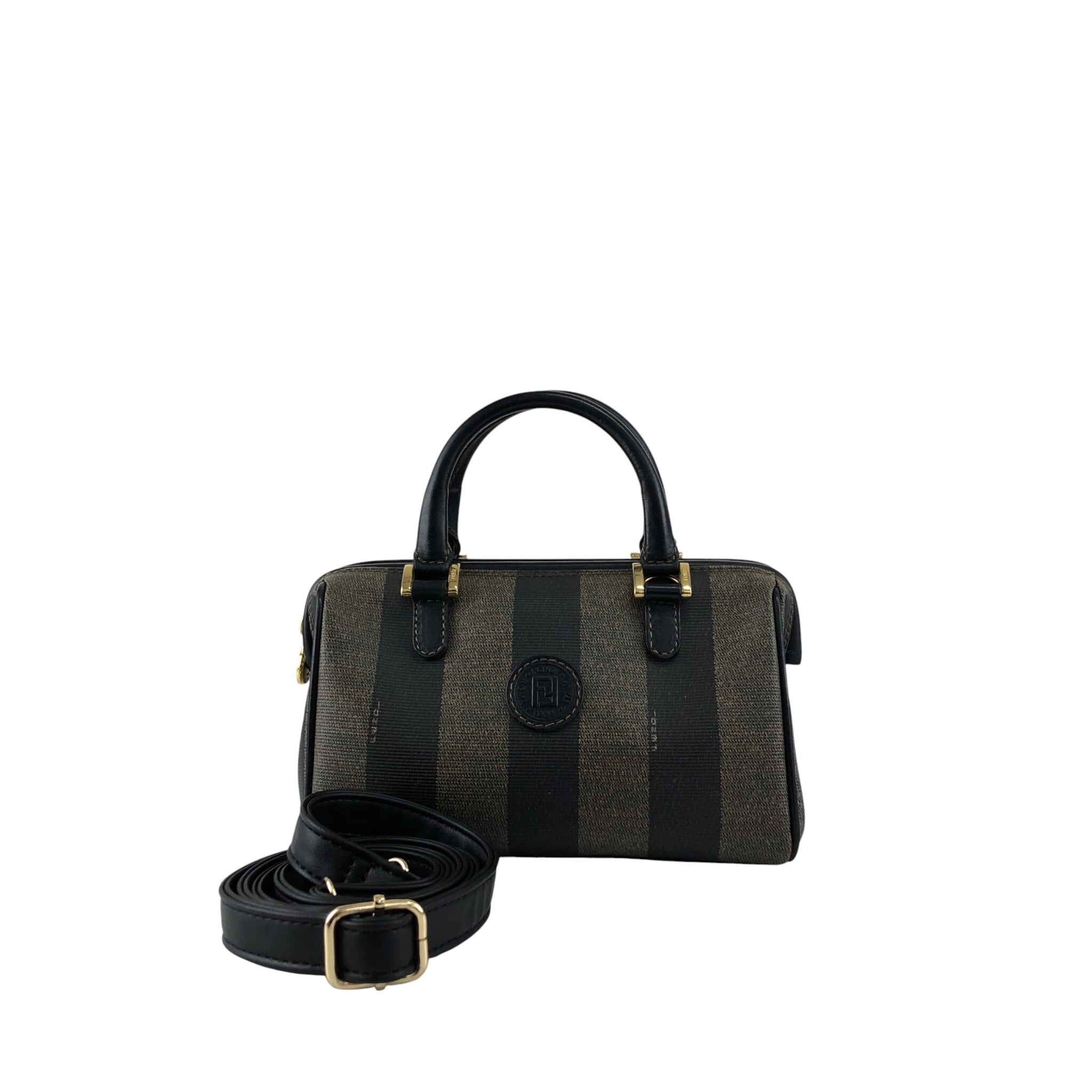 FENDI フェンディ ぺカン ショルダーバッグ ブラック FFロゴ PVCレザー