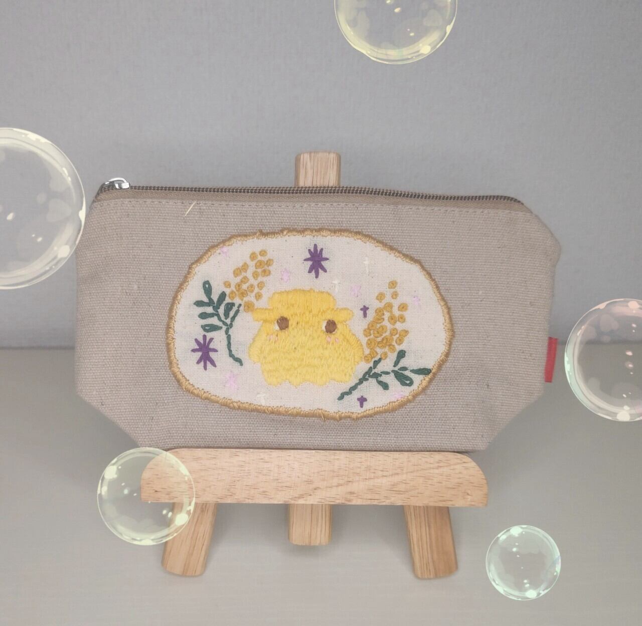 たこさん柄刺繍ポーチ(黄色) | はなえむすとあ