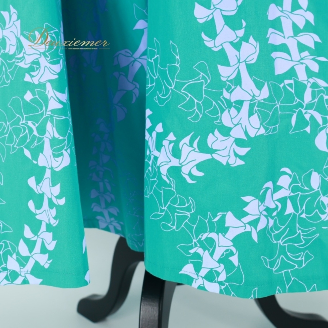 フラダンス 衣装 ワンピース ドレス グリーン系 フラ ダンス レイ柄 緑 紫 淡い かわいい ハワイアン アロハ 華やか ハワイアンプリント パープル系