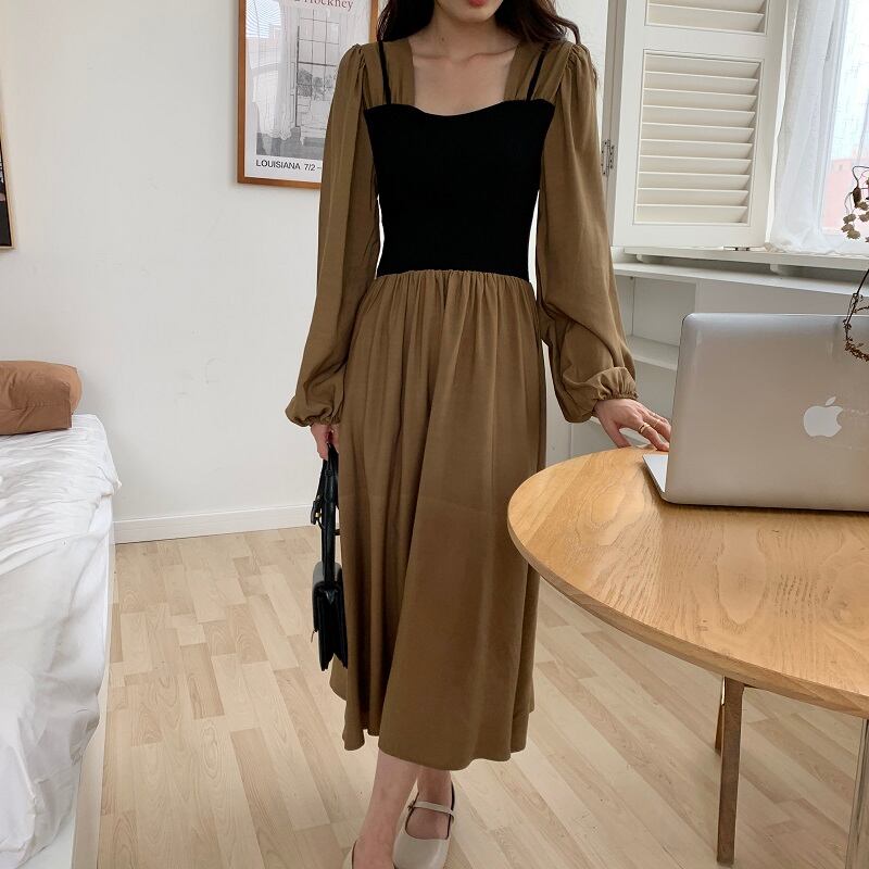 スクエアネックニットドッキングワンピース Raycia