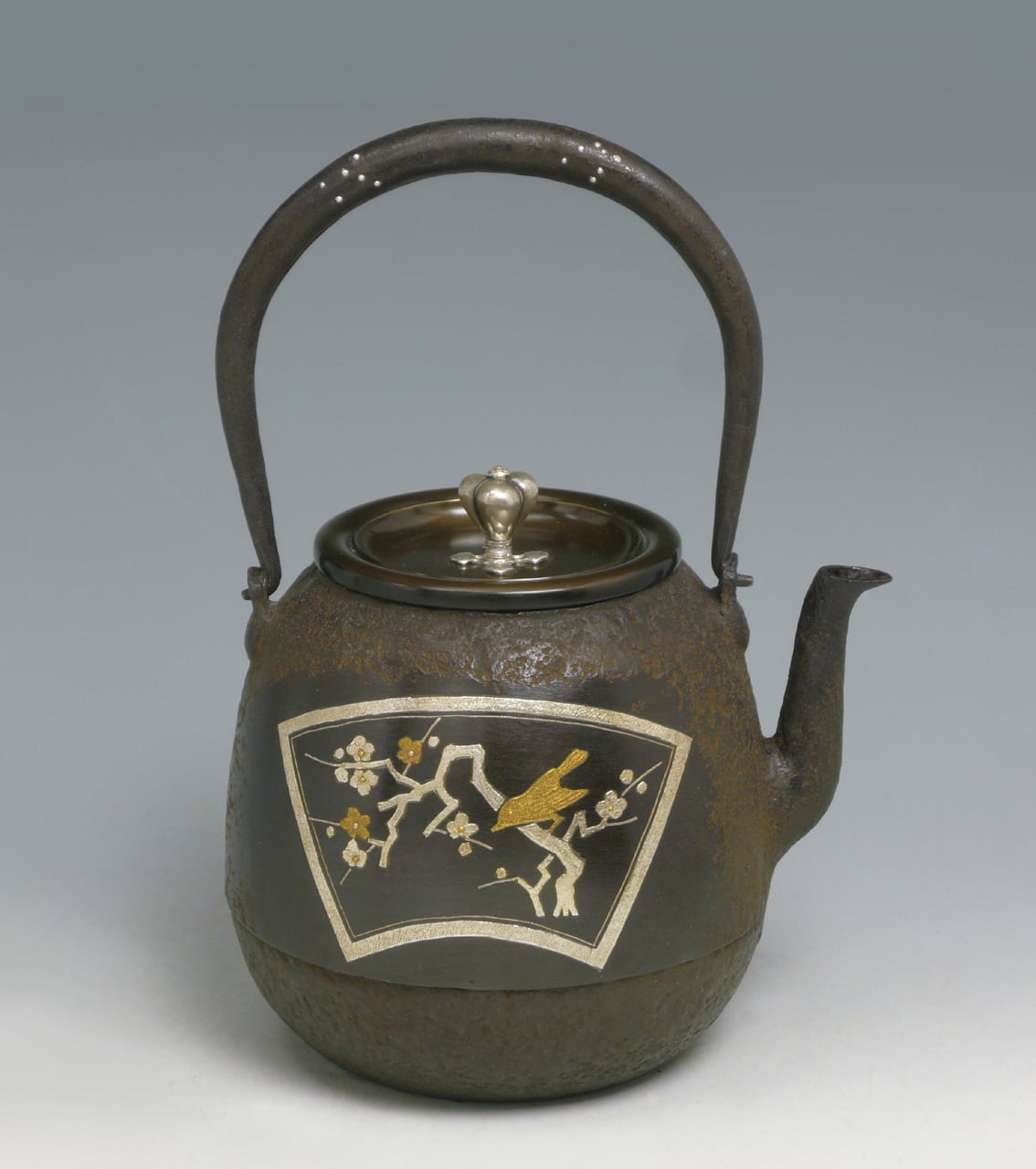 龍文堂写鉄瓶 棗型 間取金銀象嵌