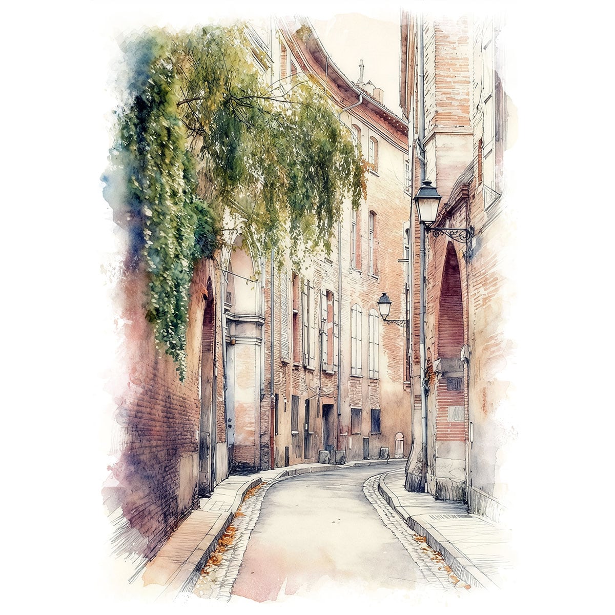 絵画 フランス 風景画(街並み) トゥールーズ インテリアアート額付き 水彩画・油絵調 WAT0227