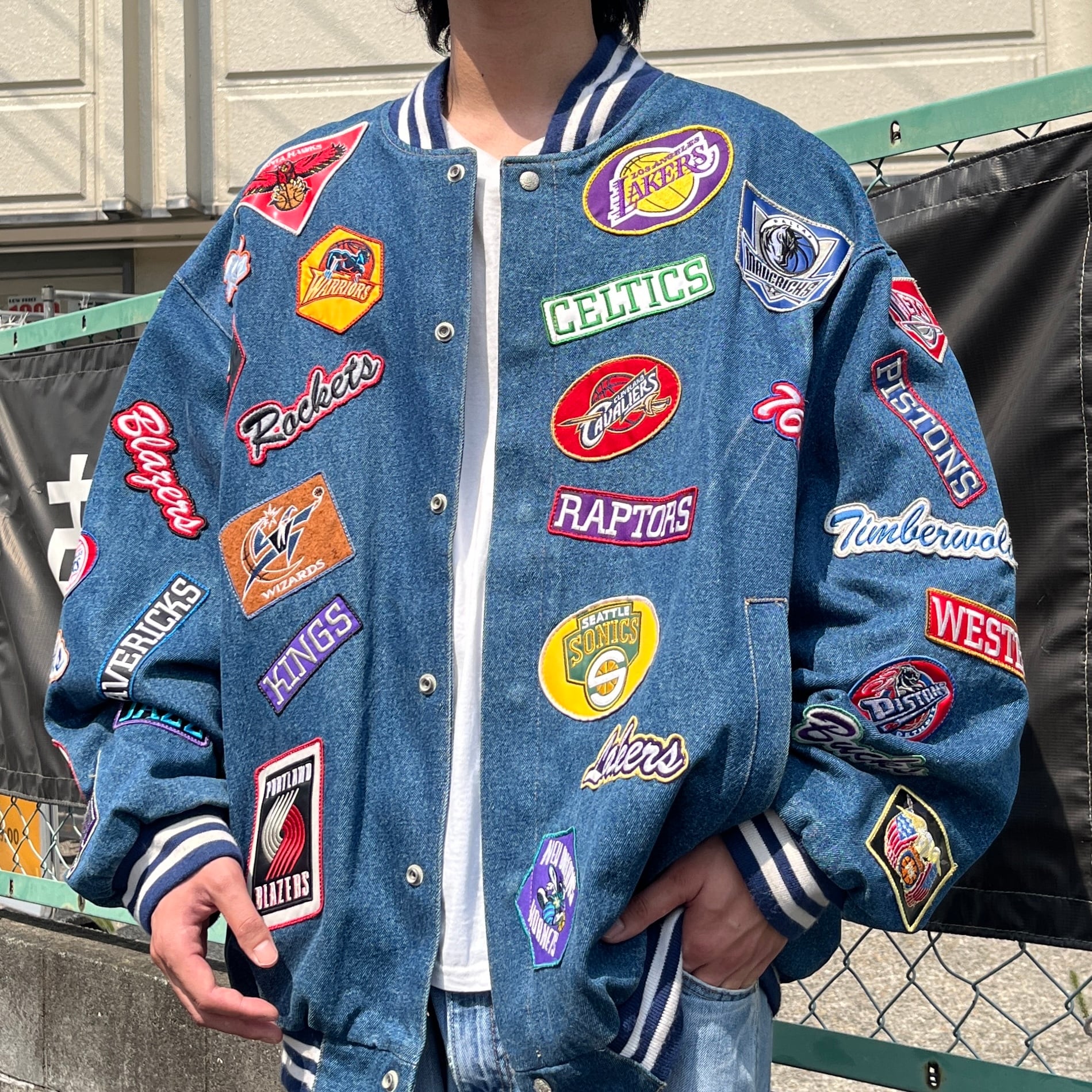 90s ジェフハミルトン NBA パッチ デニムジャケット 2XL 古着 古着