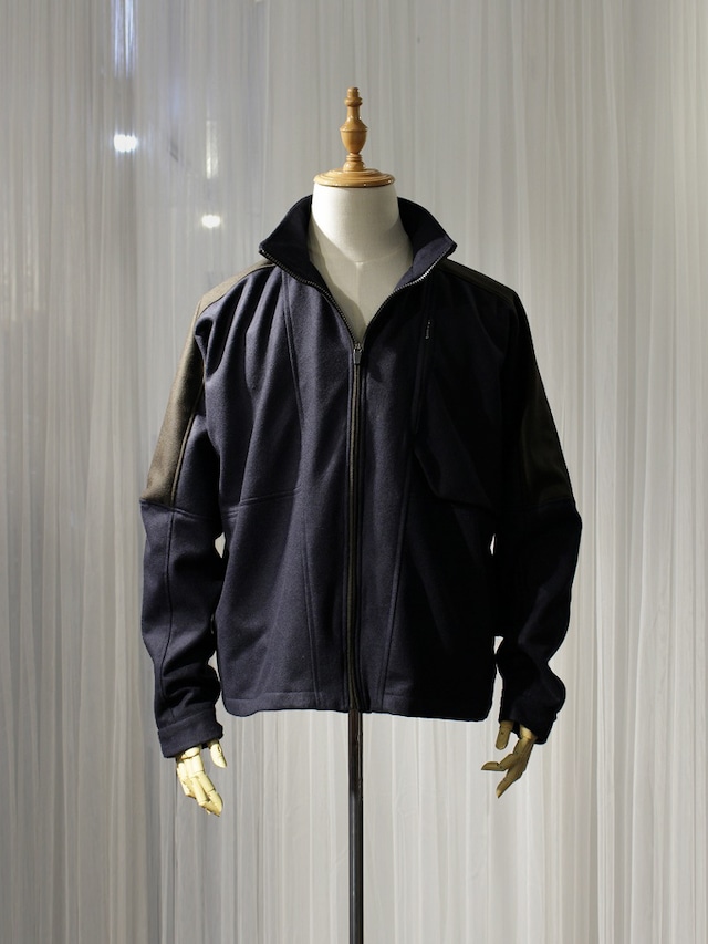 Garage.U.W BEAVER MELTON TRACK JACKET NAVY&brown