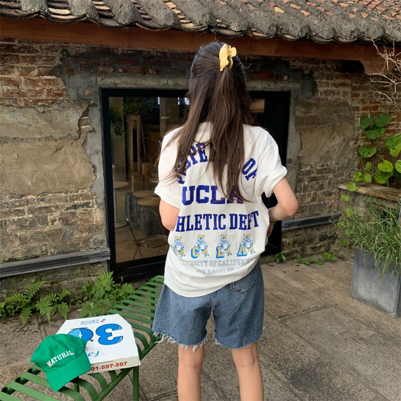 サマーバックパターントップス ルーズスリムTシャツ 夏物 モンロー61528316039