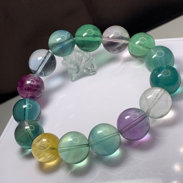 透明感有り✩大玉明るいフローライトブレスレット