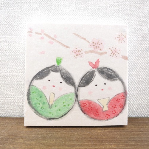 日本画 原画  おひなさま インテリア アート ミニアート パネル 絵画