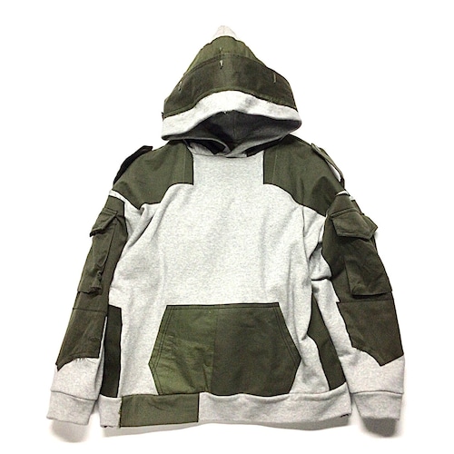 Remake Hoodie Grey×Military 【hoodie02】