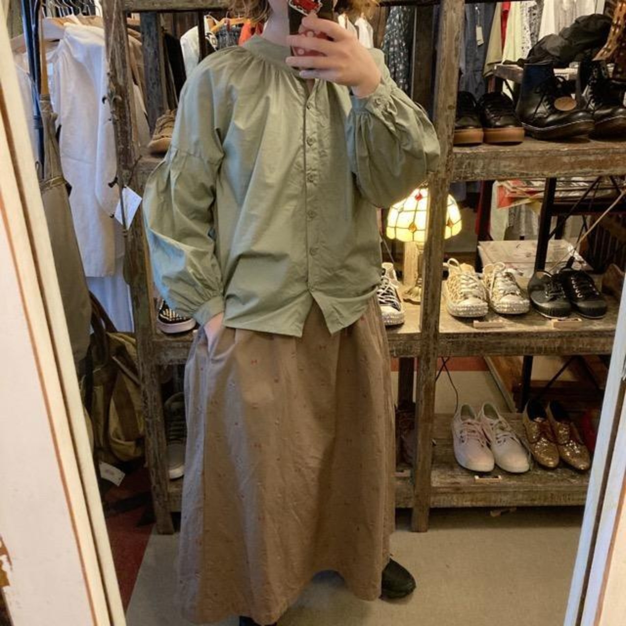 TOPANGA Lady's　クラシック長袖ブラウス　カーキ