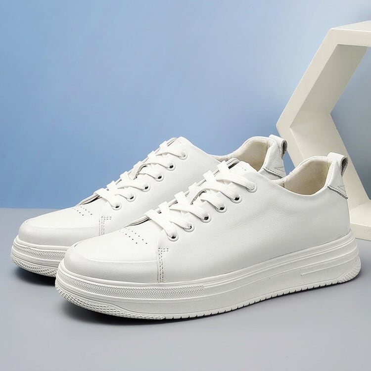 シークレットシューズ 厚底 レザースニーカー メンズ 2色 ソール6㎝ 23
