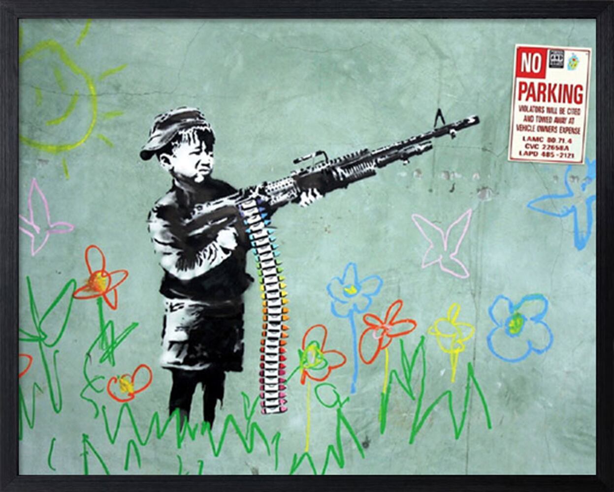 Banksy インテリアアート No Parking 幅53×高さ43×厚さ3.2cm フレーム