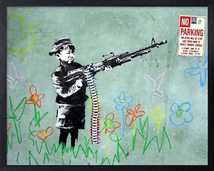 Banksy インテリアアート No Parking 幅53×高さ43×厚さ3.2cm フレーム付き