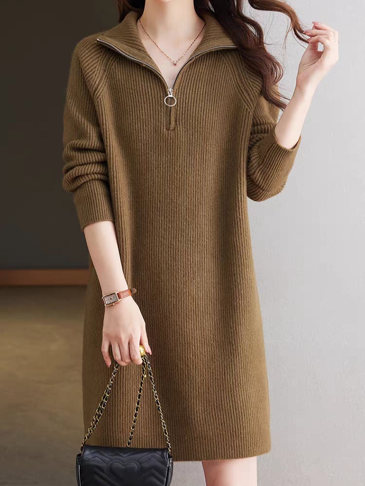 Half-zip mini knit onepiece L0782
