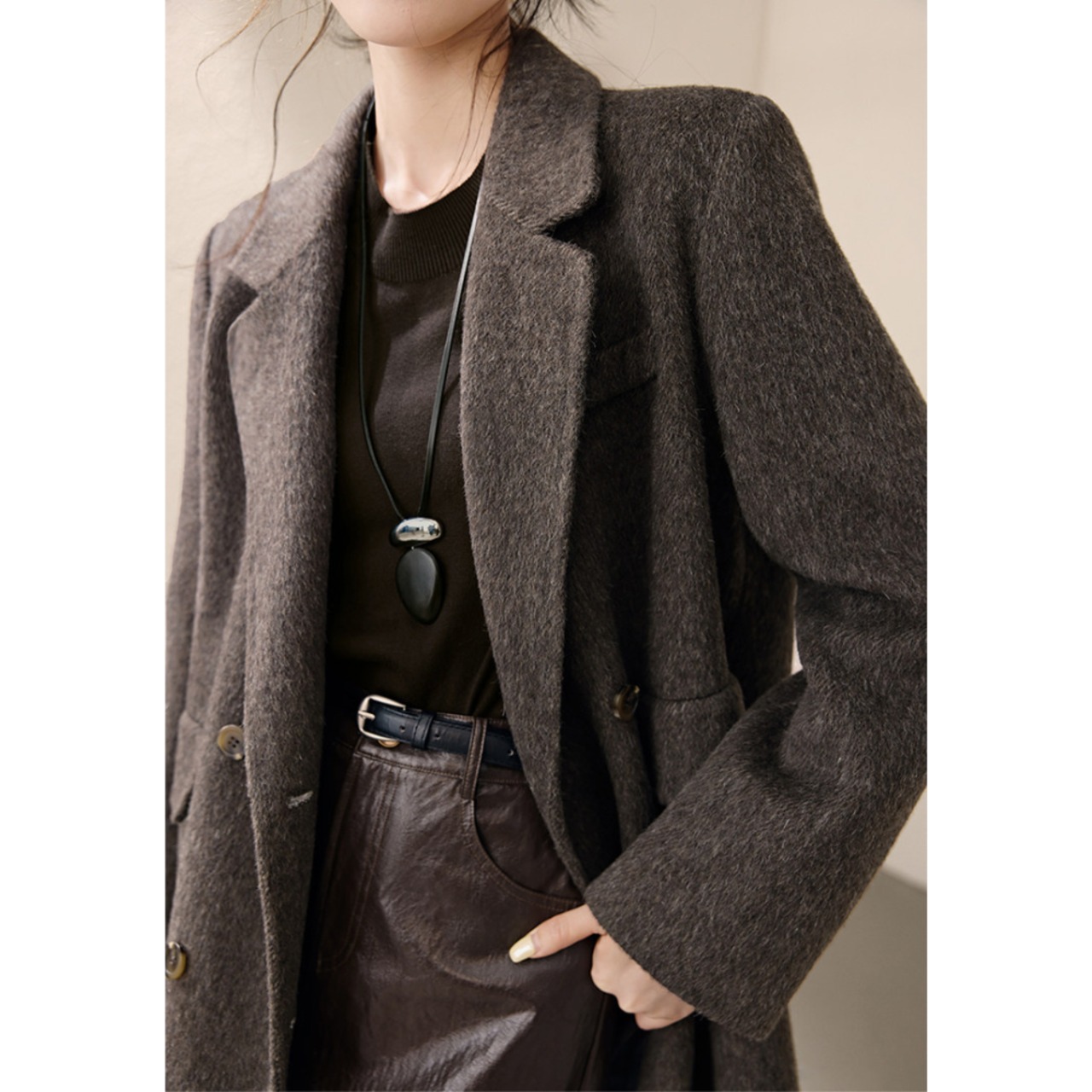 ダブルブレスト チェスターウールコート 2color W01411