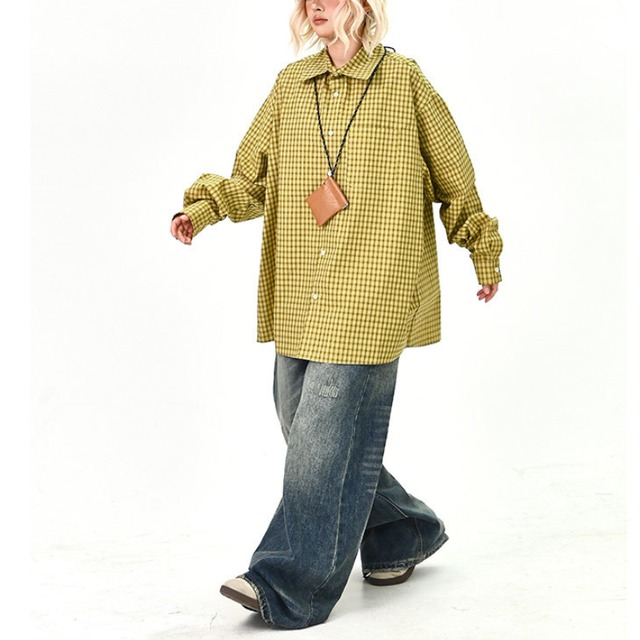 retro check color shirt　レトロチェック柄カラーシャツ　J1743