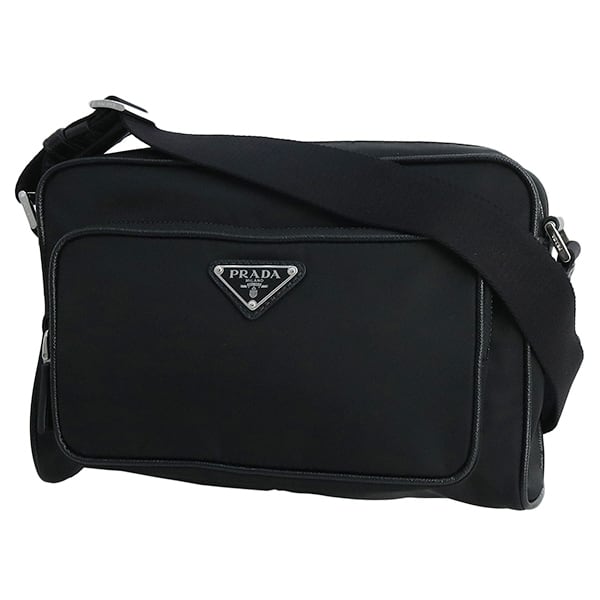 Used CHANEL シャネル バッグ ショルダーバッグ 2VH190 リナイロン サフィアーノレザー ブラック