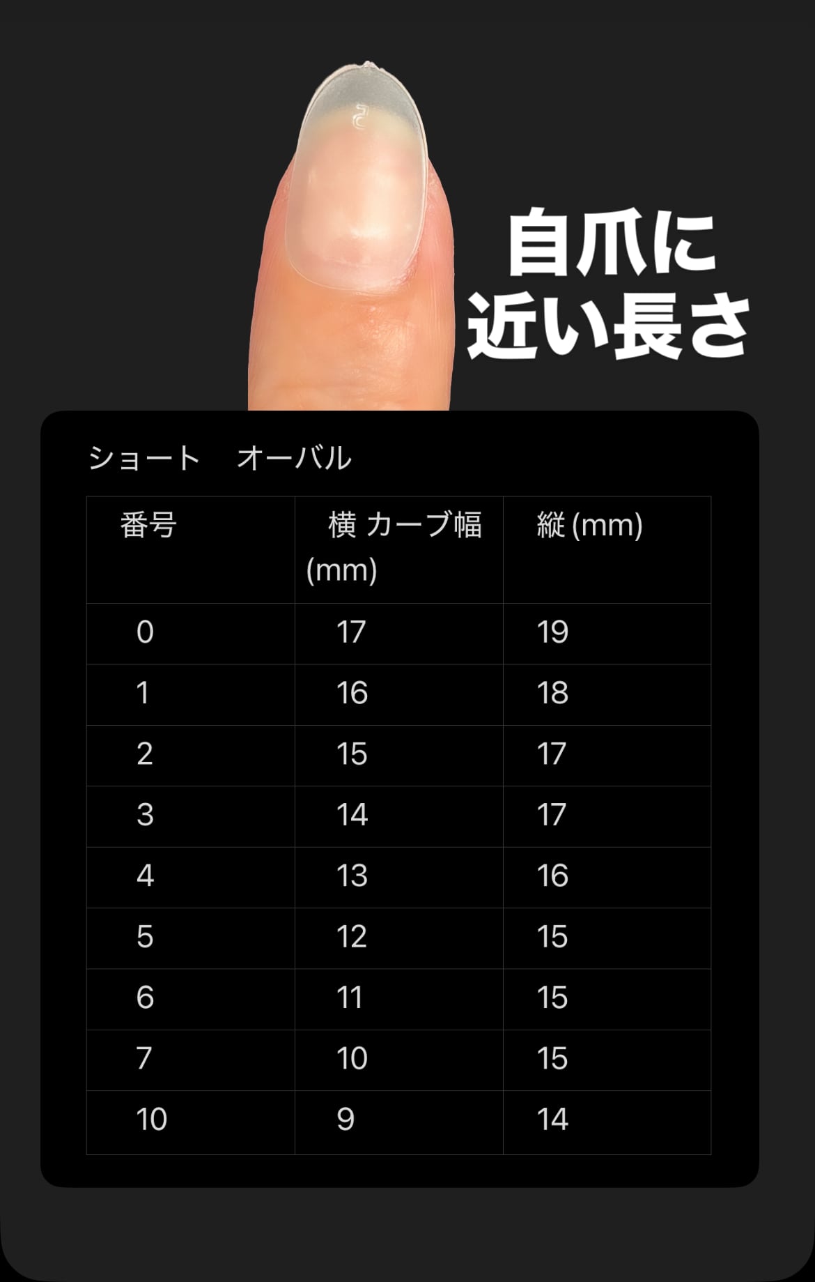 ネイルチップサイズ表 | PAY ID