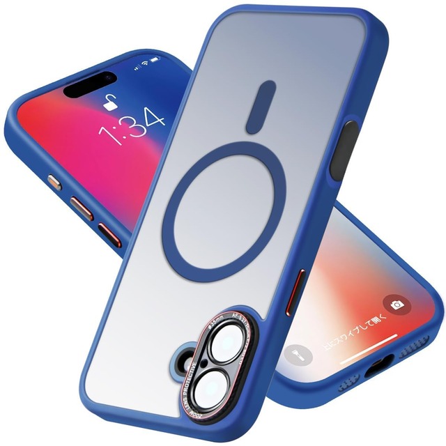 SKILIWAH iPhone 16 Plus ケース magsafe 対応 iphone16プラス カバー 指紋防止 半透明な ブルー