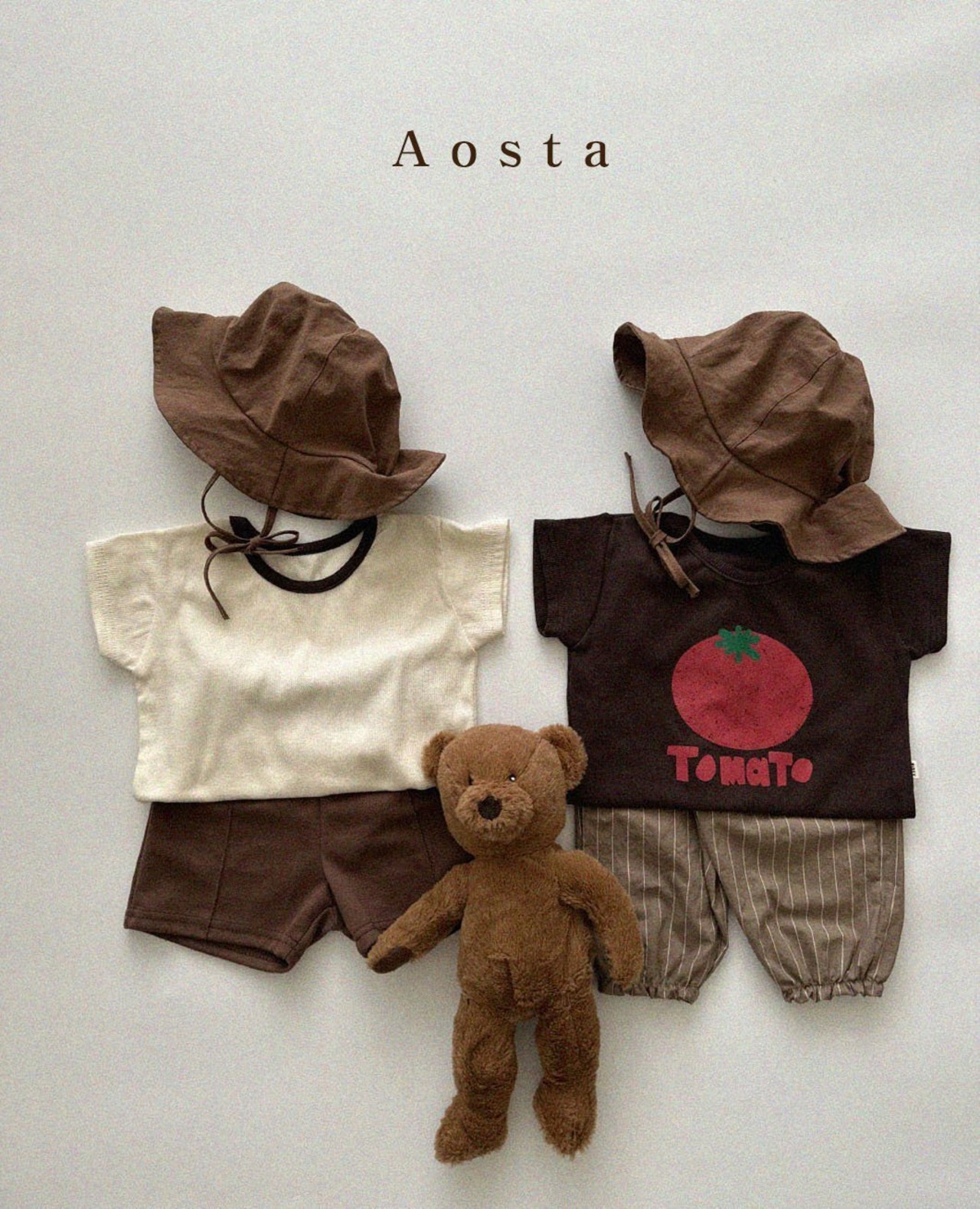 【Aosta】サマージョガーパンツ 70~115cm ブラウンストライプ 240511 - 8