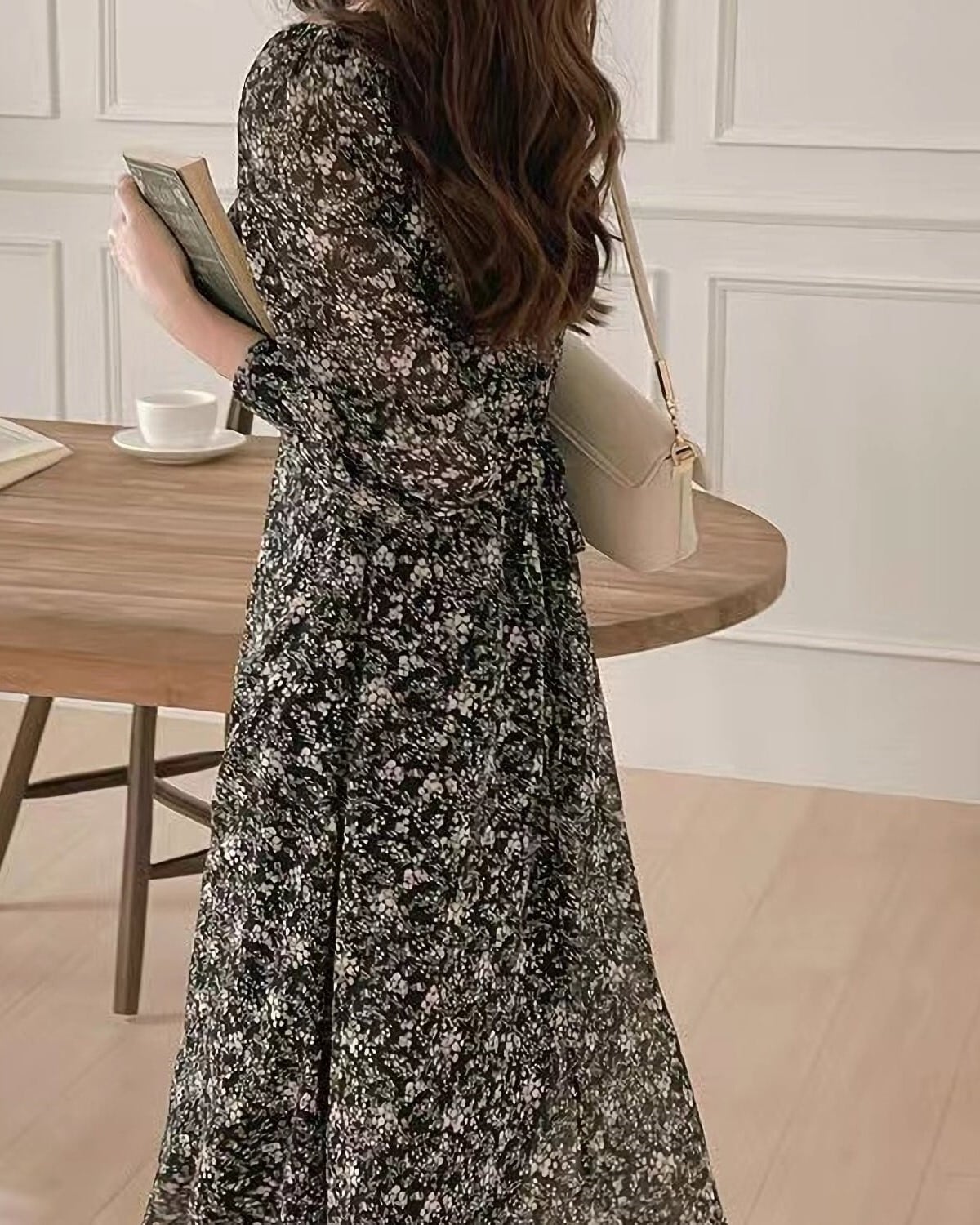 【店舗限定品】ナンシーローズ　シフォン　ワンピース（キナリ） 50%OFF】花柄シフォンワンピース | レースワンピースやブラウス