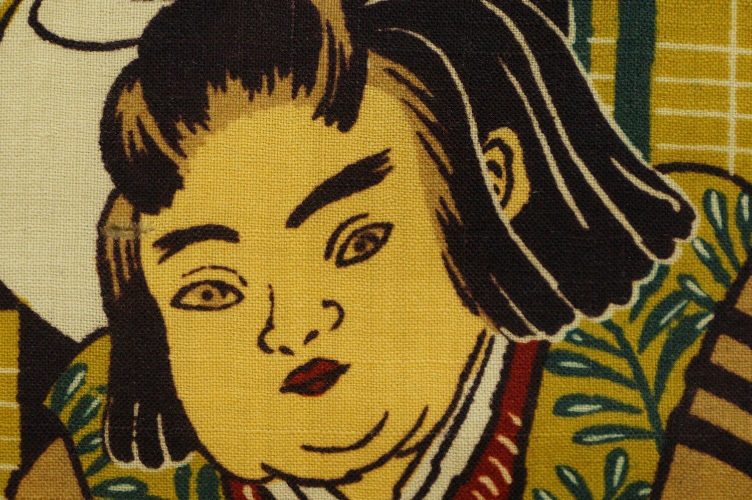 847 面白柄 襦袢 桃太郎 昭和レトロ アンティーク着物 ヴィンテージ