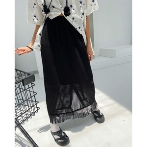 Striped Tassel Lace Skirt 500200