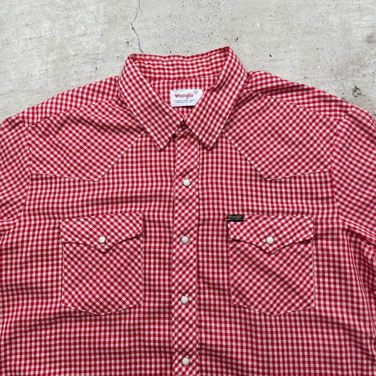 70年代 USA製 Wrangler ラングラー ギンガムチェックシャツ ウエスタン 