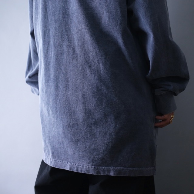 "刺繍×狼" good coloring over silhouette heavy weight l/s tee