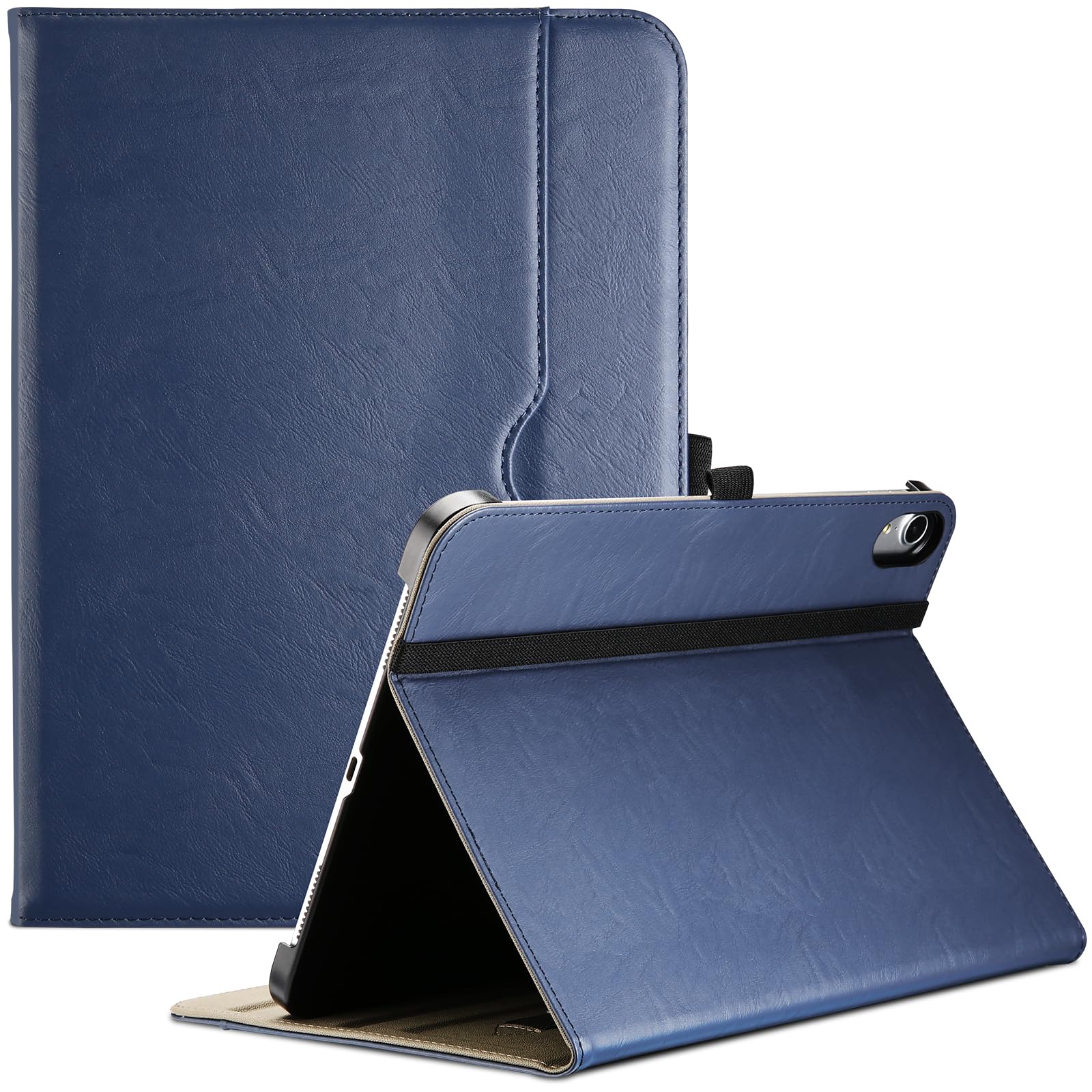 ProCase iPad 11世代/10世代 ケース iPad(A16)11インチ 2025/10.9インチ 2022通用 PUレザーカバー A2696 A2757 A2777 ペン収納 耐衝撃 手帳型 スタンド フォリオカバー(ネイビー)